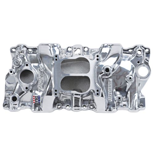 Edelbrock Intake Manifold 21041 Performer for 1987-95 Small-Block Chevy, Polished Finish