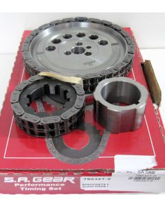 78534T-9-005R SA GEAR BILLET STEEL 250 ROLLER TIMING CHAIN SET - 9 KEYWAY WITH ROLLER THRUST BEARING .005" SHORTER