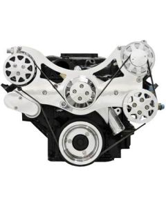 FDS-FE-102 All American Billet Serpentine Kit, Ford FE, Polished, With A/C & No PS